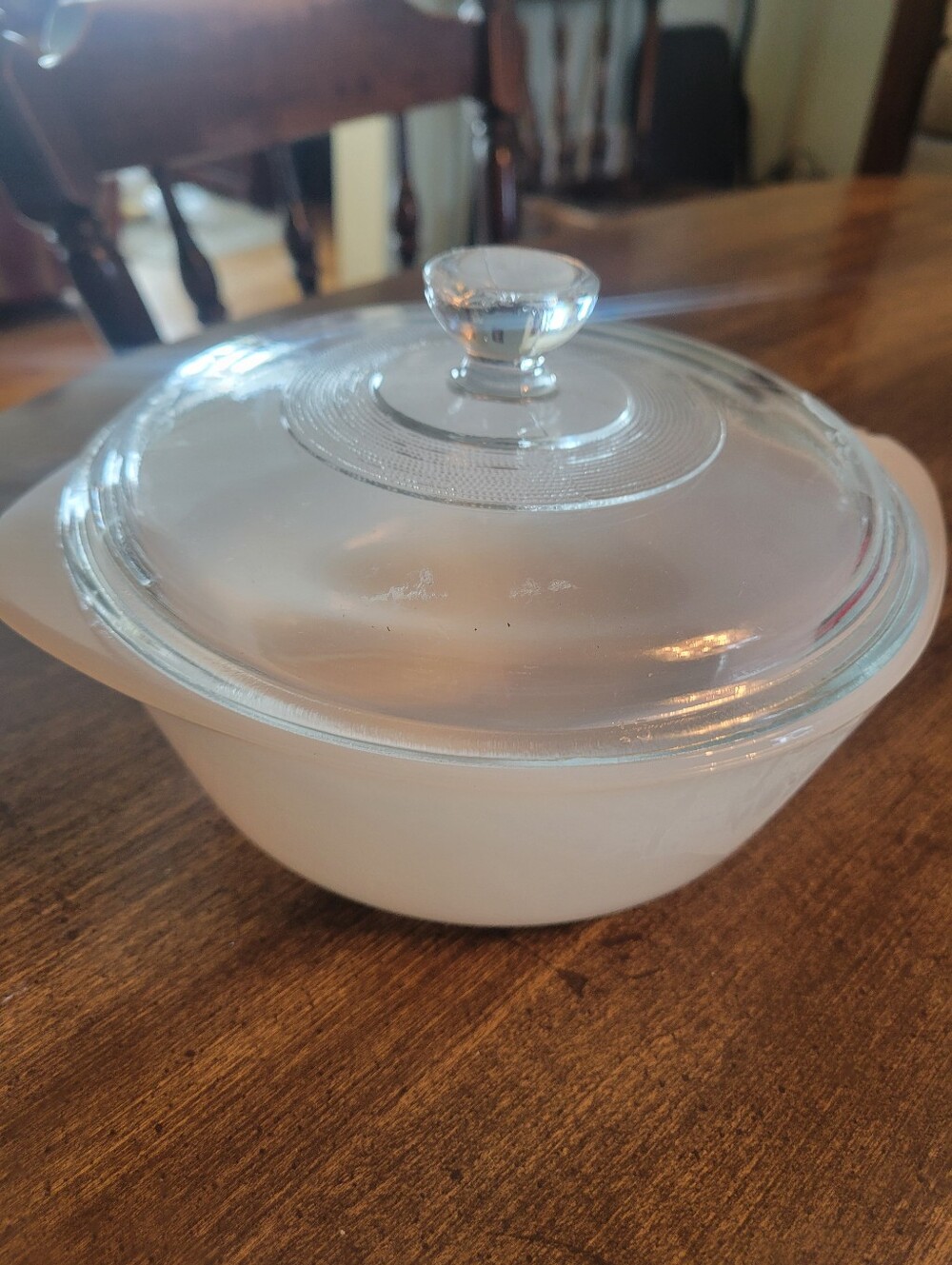 GLASBAK White Glass Casserole Dish with Clear Glass Lid - Home Kitchen